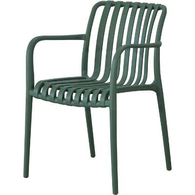 Lot de 4 fauteuils de jardin - SOLARIA - Empilables - Polypropylene renforcé - 55 x 58 x 81 cm - Vert