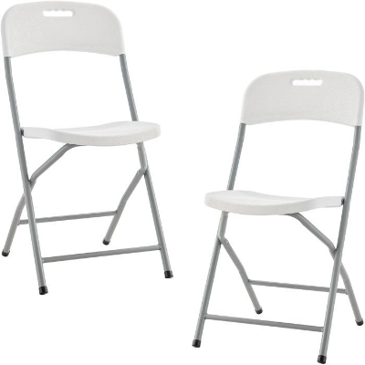 Lot de 2 chaises de réception pliantes - TERRANOVA - 48x44,5xH86 cm - Structure en acier et assise en Polyéthylene PEHD - Blanc