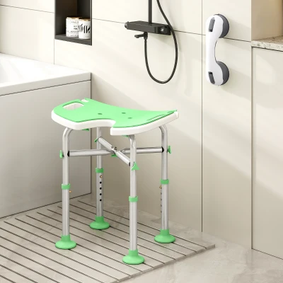 HOMCOM Adjustable Padded Shower Stool Green