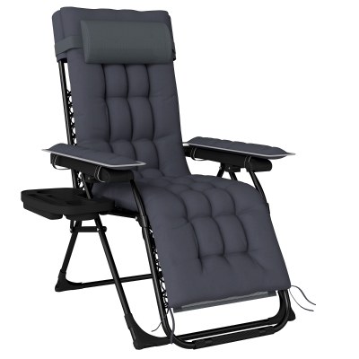 Outsunny Zero Gravity Reclining Garden Chair Dark Grey