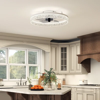 HOMCOM Ceiling Fan LED Light Remote Control White