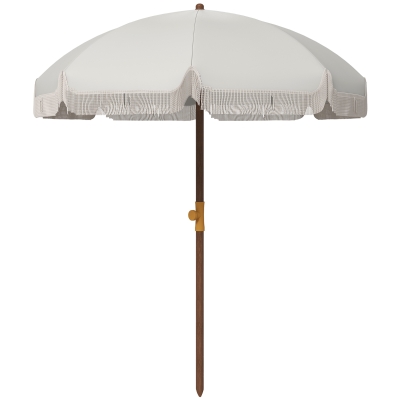 Outsunny Parasol Plage Crème UV40+ Ø213cm 8 Baleines