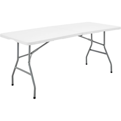 Table de réception pliante - TERRANOVA - Blanche - Structure acier et Plateau en Polyéthylene PEHD - 8 personnes - 180x74xH73,5 cm