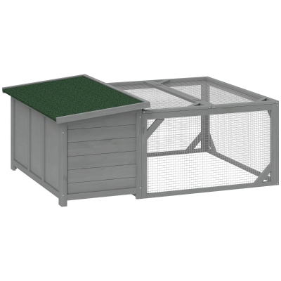 PawHut Clapier Lapin Bois Toit Bitume 125,5x100x49cm Gris
