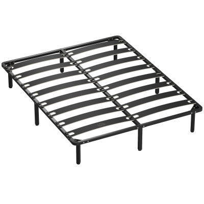 HOMCOM Estrutura de Cama 160x200 cm com Espaço de Armazenamento Abaixo e Ripas de Álamo Fácil de Montar Carga 350 kg Preto