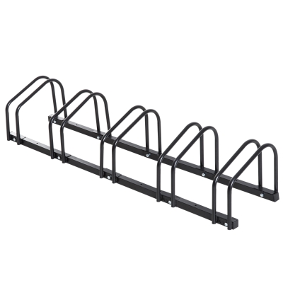 HOMCOM Bike Stand Parking Rack Floor or Wall Mount Bicycle Cycle Storage Locking Stand 135L x 33W x 27H (5 Racks, Black)