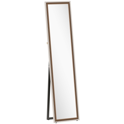 HOMCOM Espelho de Pé 157x37 cm Espelho Corpo Inteiro Grande com Moldura Bicolor para Utilizar Inclinado ou Suspenso Madeira