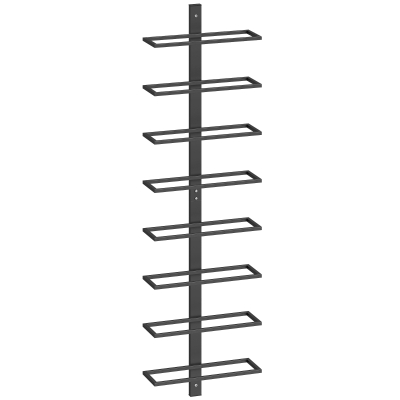 HOMCOM Wall-Mounted 8-Tier Metal Wine Rack Black