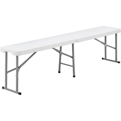 Banc de réception pliable - TERRANOVA - Blanc - Structure en acier et assise en Polyéthylene PEHD - 4 personnes - 180x28xH43 cm