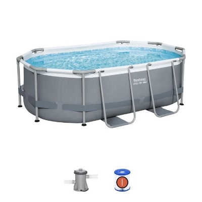 Kit Piscine hors sol tubulaire BESTWAY - Steel Pro MAX™ - 305 x 200 x 84 cm - Ovale (Livrée avev filtre a cartouche et 1 cartouche)