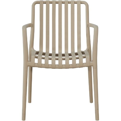 Lot de 4 fauteuils de jardin - SOLARIA - Empilables - Polypropylene renforcé - 55 x 58 x 81 cm - Beige