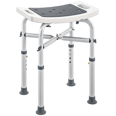 HOMCOM Aluminium Shower Stool Adjustable Height Grey