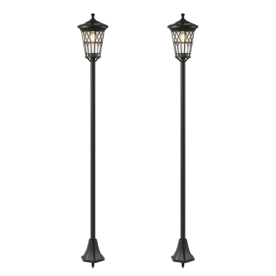 Outsunny Set de 2 Felinare Solare de Grădină 1.86 m, Lămpi de Exterior din Oțel Inoxidabil cu Înălțime Reglabilă, 2 Moduri de Lumină, IP44 Impermeabil pentru Terasă Curte Alei