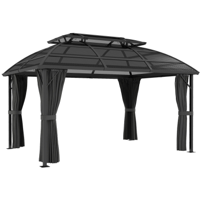 Outsunny Hard Gazebo Aluminium Frame 4x3m Black