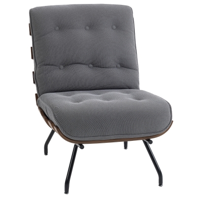 HOMCOM Accent Chair Linen Fabric Steel Frame Dark Grey