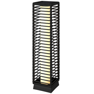 Outsunny Lanterne Solaire Résine Tressée 68cm Noir