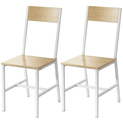 HOMCOM Chaises Salle à Manger x2 Dossier Inclinées Métal Naturel