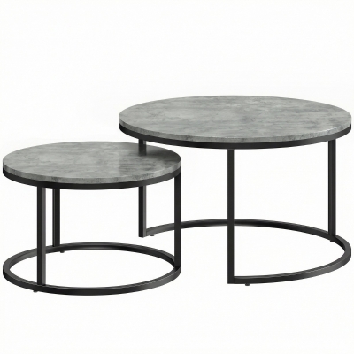 HOMCOM Cement-Effect Stacking Tables Set of 2 Grey