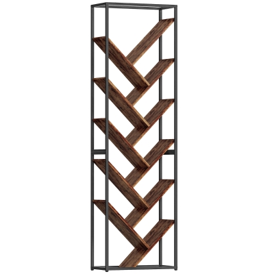 HOMCOM Industrial 10-Shelf Bookshelf Black/Brown