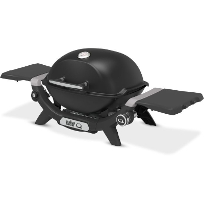 Barbecue a gaz - Weber - Q1200N - 2,94kW - 1 brûleur en acier inoxydable - Deux tablettes d'appoint - Fonte émaillée- Noir