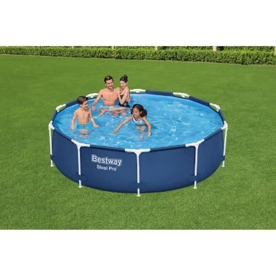 Kit Piscine hors sol tubulaire BESTWAY Steel Pro - 305 x 76 cm - Ronde (Livrée avec pompe de filtration et cartouche)