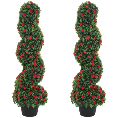 HOMCOM Artificial Rose Topiary Tree Set 90cm Indoor Outdoor