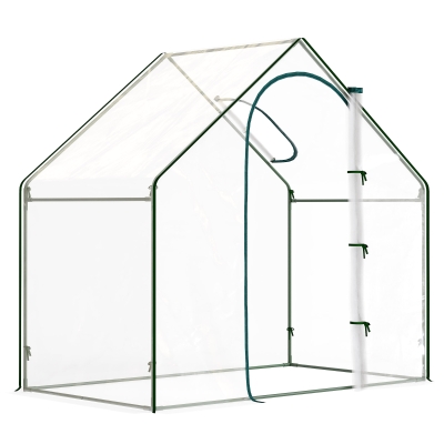 Outsunny Estufa com Janela Porta Estrutura de Aço e Cobertura de Plástico Impermeável Anti-UV 180x100x168 cm Transparente