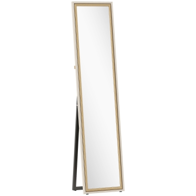 HOMCOM Espelho de Pé 157x37 cm Espelho Corpo Inteiro Grande com Moldura Bicolor para Utilizar Inclinado ou Suspenso Madeira