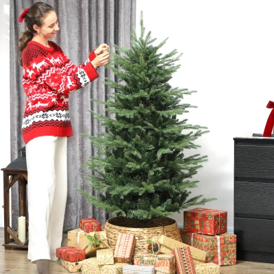 HOMCOM Árvore de Natal Artificial 150 cm com 1186 Ramos Densos Suporte Metálico Dobrável para Interior Verde