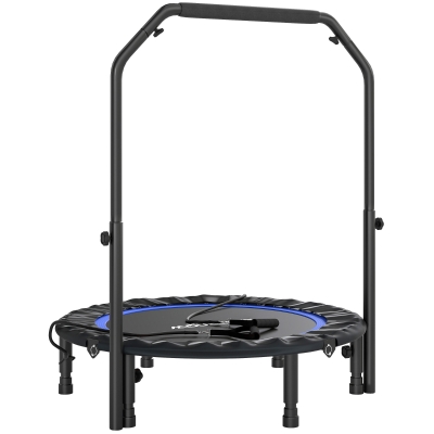 SPORTNOW Trampolim de Fitness Ø102 cm Dobrável com Guiador Ajustável de 4 Níveis e Bandas para Treino de Pernas e Corpo Azul