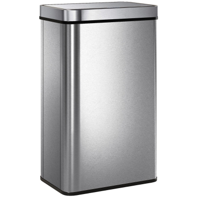 HOMCOM Poubelle Automatique 60L Acier Inox Argenté Cuisine