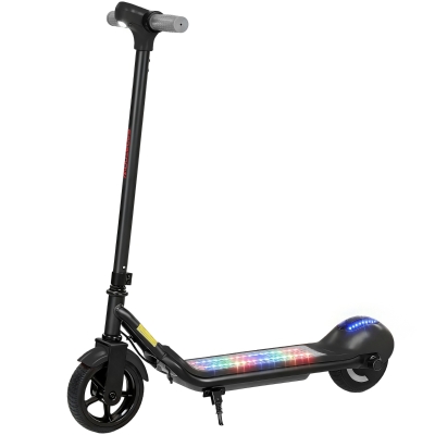 SPORTNOW Kinder-Elektro-Scooter 6-14 Jahre, LED-Display, RGB-Lichter, Reifen Ø 16,5 cm, 10 km/h, Kick-Start, schwarz