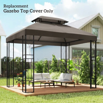 Outsunny Teto de Reposição 4x3 m com Teto Duplo Orifícios de Drenagem e Proteção UV Apenas Teto NÃO Inclui Estrutura Castanho