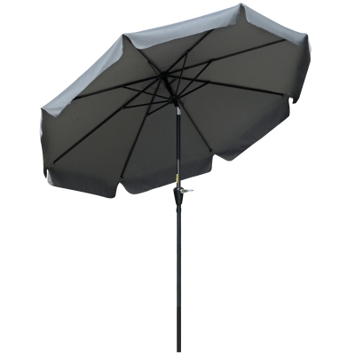Outsunny Parasol de Jardín de Aluminio Ø266x250 cm con Ángulo Ajustable Protección UV50+ Techo de Ventilación y Manivela Gris