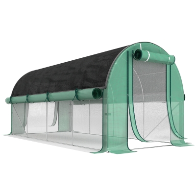 Outsunny Invernadero de Túnel 4,5x2x2 m con Cubierta PE 140 g/m² Paredes Laterales Enrollables 8 Ventanas y 2 Puertas Verde