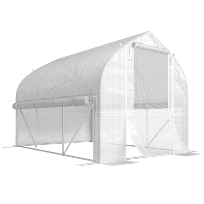 Outsunny Walk-in Polytunnel Greenhouse 3x2m White