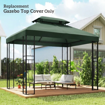 Outsunny Toldo de Substituição 4x3 m com Teto Duplo Orifícios de Drenagem e Proteção UV Apenas Toldo NÃO Inclui Estrutura Verde