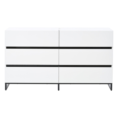 Madia per soggiorno con 6 cassetti, Bianco+Nero