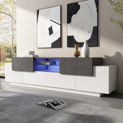 Mobile TV basso LED con illuminazione RGB, Grigio e Bianco