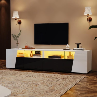 Mobile TV laccato lucido a LED, Bianco e Nero