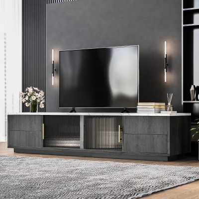 Mobile TV basso con 4 cassetti, Grigio