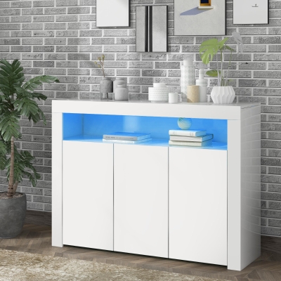 Madia credenza vetrina a 3 ante, Bianco