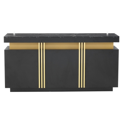 Madia moderna a 3 ante con 6 ripiani, Nero