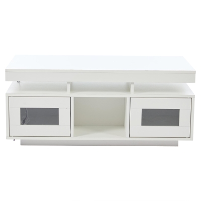 Tavolino da salotto a LED portaoggetti, Bianco