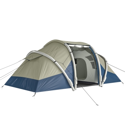 Outsunny Tente Gonflable 4 Personnes 2 Chambres Camping Extérieur