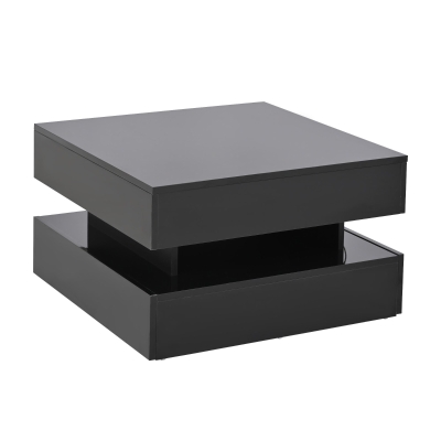 Tavolino da salotto regolabile in altezza a LED, Nero