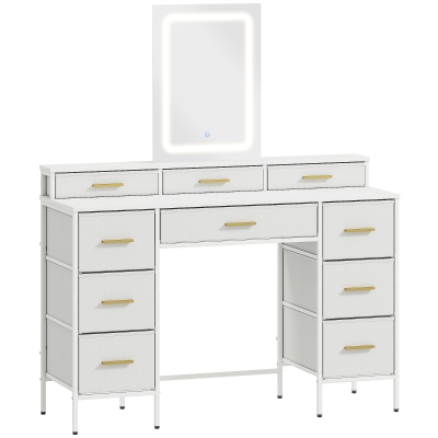 HOMCOM Dressing Table with LED Mirror Multi-Storage White