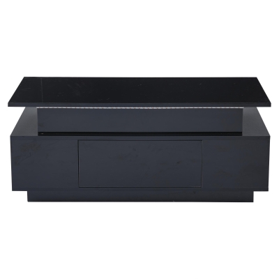 Tavolino da salotto regolabile con illuminazione LED, Nero