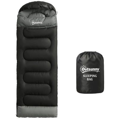 Outsunny Lightweight Sleeping Bag 3 Seasons Adult Black