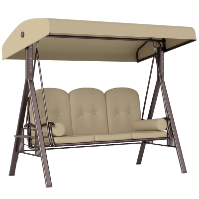 Outsunny 3-Seater Swing Chair Outdoor Bench Brown